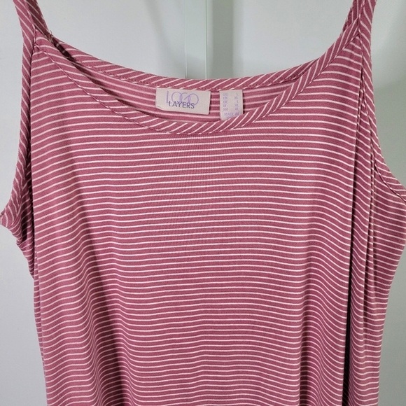 LOGO Layers Lori Goldstein Size L Cadet Pink Striped Camisole w/ Asymmetric Hem - Picture 4 of 8